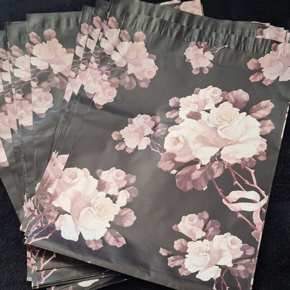 Black Floral 10 X13 Poly Mailers 20 Count New - Picture 3 of 10
